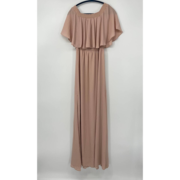 SHOW ME YOUR MUMU LINED DOUBLE SLIT VERSATILE RUFFLE TOP DRESS LARGE - Picture 3 of 10